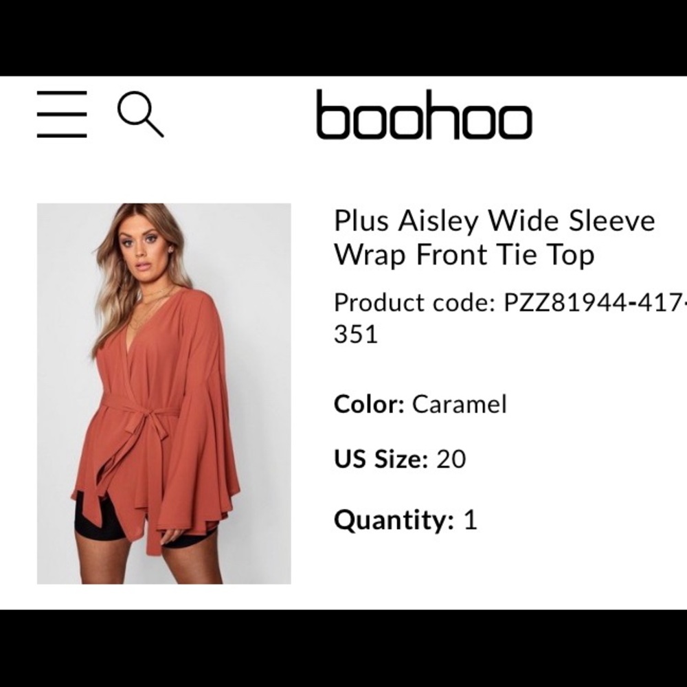 Plus Aisley Wide Sleeve Wrap Front Tie Top
